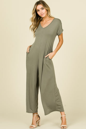 Solid Jumpsuit With Side Pockets