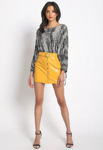 Yellow Patent Leather Mini Skirt