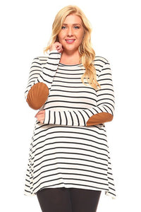 Striped Patch Sleeve Tunic