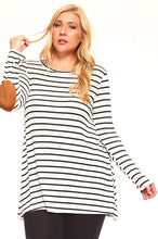 Load image into Gallery viewer, Striped Patch Sleeve Tunic